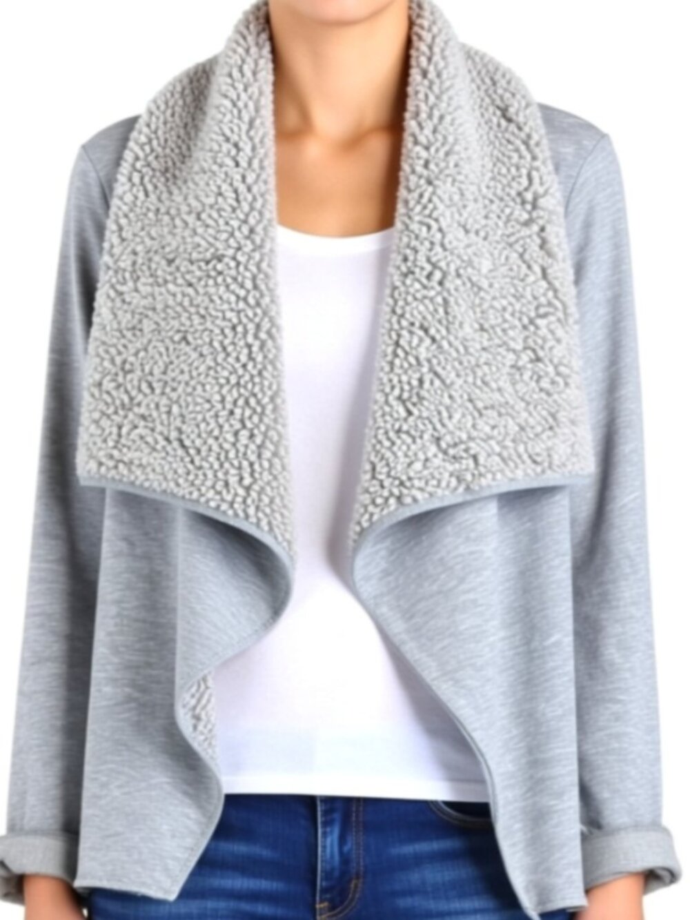Thread & Supply grey sherpa-lined cardigan, Size Med (J18) NWOT